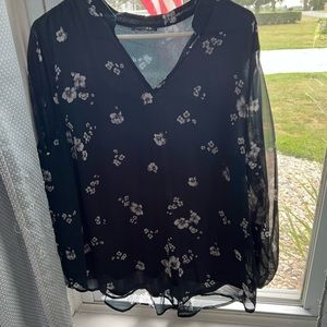 Papermoon sheer sleeve blouse from stitch fix, dark green